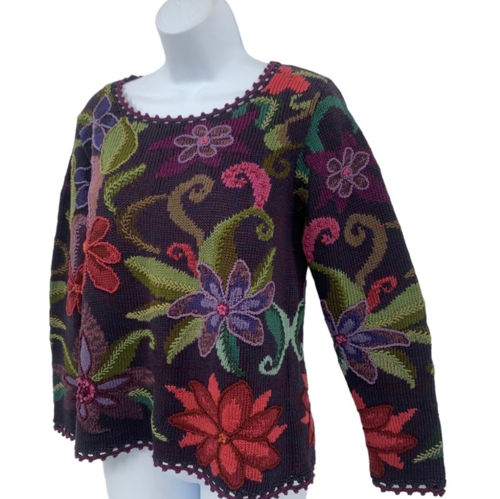 Peruvian Connection Floral Knit Sweater - Multicolor - Picture 3 of 11